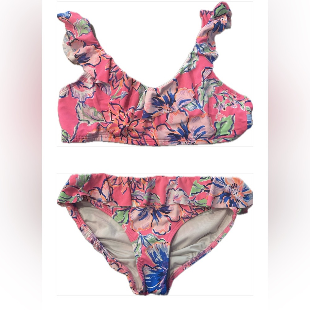 Lily Pulitzer Floral Bikini Bathing Suit Girls 7
